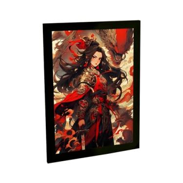 Imagem de Quadro Decorativo Anime Garota Samurai Ilustração Detalhada Decoração Poster Quarto Sala