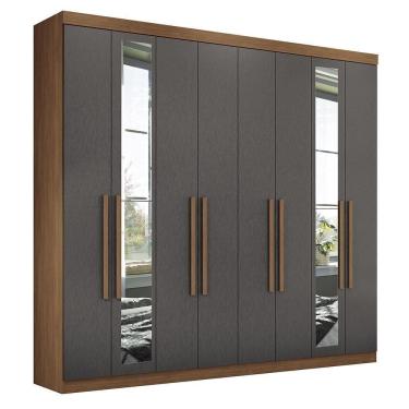 Imagem de Guarda Roupa Casal Master New 8 Portas Jatobá-grafite Com Espelho - Santos Andirá Jatobá-grafite