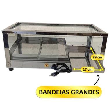 Imagem de Estufa para Salgados Elétrica 3 Bandejas Inclinada Vitrine Aquecedora 