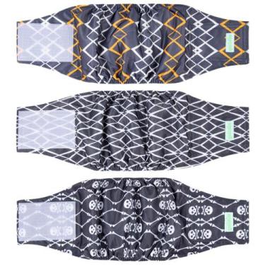 Imagem de Dog Belly Band Wegreeco, lavável, masculina, preta, geométrica M