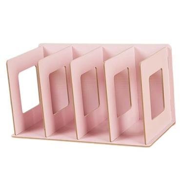 Imagem de IEUDNS Estante de madeira para livros, organizador de mesa para livros, multifuncional, moderno, portátil, para DVD, para dormitório, escritório, Rosa