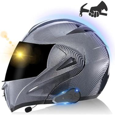Imagem de Capacetes Bluetooth Para Motocicleta Fone De Ouvido Intercomunicador Certificação Ece Com Ti-fog Hd Dual Sun Visor Estéreo Música Certificação Ece Ti-collision Unissex, B, M(57~58CM)