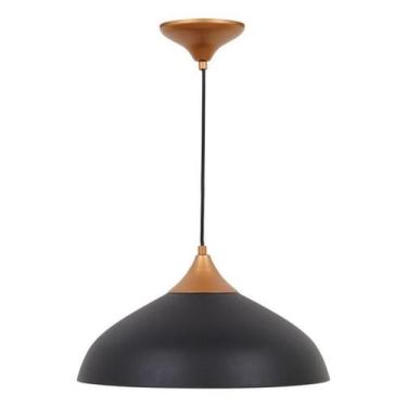 Imagem de Pendente Redondo 1 Lampada Preto E Cobre Vic - Inspire