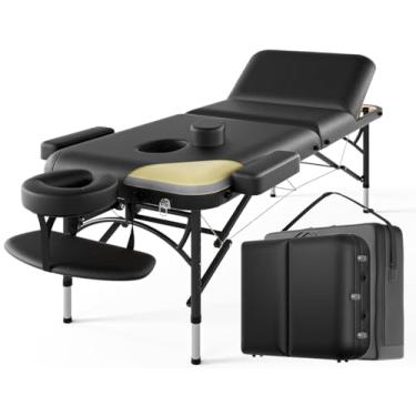 Imagem de DOVANS Mesa De Massagem Profissional Portátil, 3 Dobras, Espuma Viscoelástica Premium, Pernas Alumínio, Suporta Até 1100 Libras, 8 Alturas Ajustáveis Com Bolsa Transporte, Preta