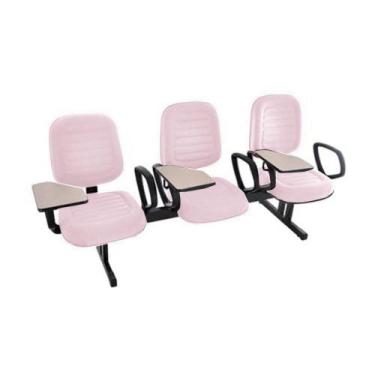 Imagem de Cadeira Em Longarina Com Prancheta Linha Blenda Rosa - DESIGN OFFICE M