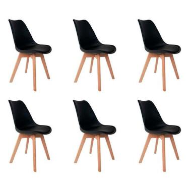 Imagem de Conjunto com 6 Cadeiras Saarinen Wood Preto - Mobly