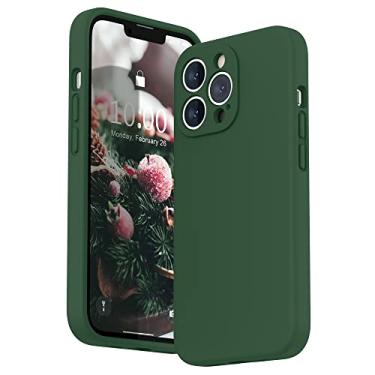 Imagem de SURPHY Capa compatível com iPhone 13 Pro com protetor de tela, (proteção da câmera + forro de microfibra macia), capa de telefone de silicone líquido 6,1 polegadas 2021, verde trevo