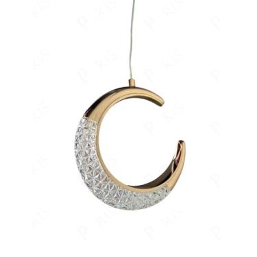 Imagem de Pendente Lua Cristal, LED 7W, Dourado, 20cm, Luz 3 em 1, Bivolt