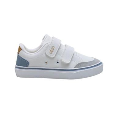 Imagem de Tênis Infantil Casual Klin Branco E Azul, Branco, Azul, Mel, 30