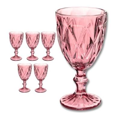 Imagem de Jogo de 6 Taças de Vidro Diamond 300ml Design Elegante e Resistente Ideal para Suco Água Refrigerante Drinks e Café Transparente para Cozinha Bar e Restaurante (Lilás)