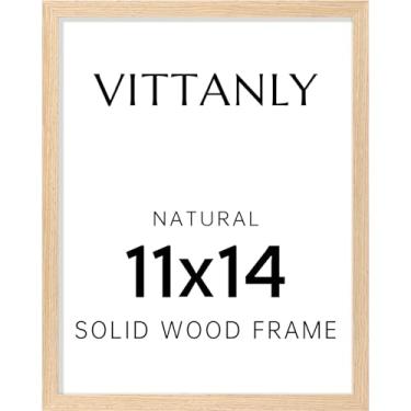 Imagem de Vittanly Porta-retrato 28 x 35 cm – Moldura de madeira natural maciça com acrílico inquebrável, inclui tapete de 20 x 25 cm, pendurar na parede para fotos, arte, decoração de casa e escritório (1