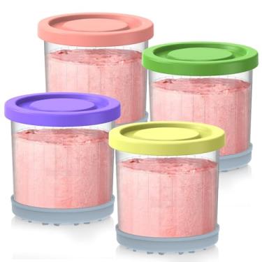 Imagem de Omnikit Recipientes de reposição para cápsulas e tampas de creme Ninja – pacote com 4, copos de 473 ml compatíveis com NC301 NC300 NC299AMZ NC290 Series sorveteira, hermética antiderrapante