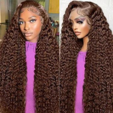 Imagem de Peruca frontal de renda DaXundi Chocolate Brown Deep Wave 30in