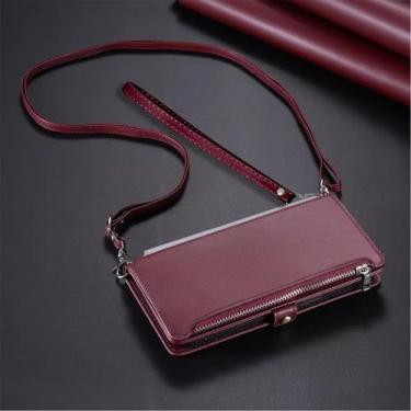 Imagem de Capa tipo carteira com zíper transversal para Samsung Galaxy S25 Ultra S23 S24 S21 S20 Fe S22 Plus A36 A16 A55 A35 A25 A15 5g A05s A06 4g (para Galaxy S20 Plus/vermelho melancia)
