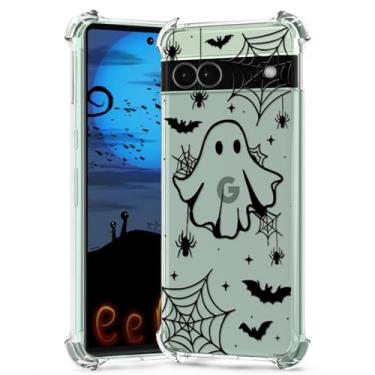 Imagem de YEPO Capa de Halloween para Google Pixel 6A Clear Ghost Fashion Designs Capa de telefone mulheres meninas, elegante fina à prova de choque bumper capa protetora de teia de aranha para celular Google