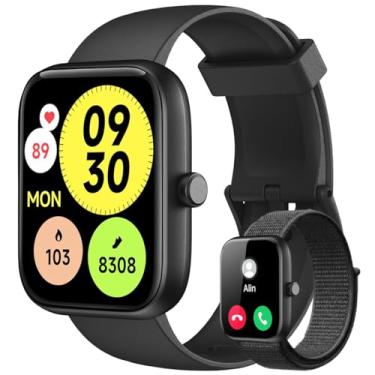 Imagem de Smartwatch Relógio Inteligente, Tela HD de 1,83" Relógio Fitness com Alexa, 120 Esportes, Frequência Cardíaca e Monitoramento do Sono, IP68 à rova d'água, Compatível com Android iOS, 2 Pulseiras Preto