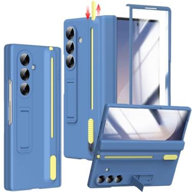 Imagem de YQODSZ Capa para Samsung Galaxy Z Fold 6 com suporte para caneta S e caneta Stylus, capa com suporte para caneta de cobertura total com suporte de dobradiça com suporte para Z Fold 6 azul claro