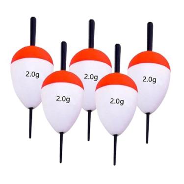 Imagem de menolana 5 peças de bóias de pesca Bobbers EVA oval vermelho branco cor brilhante alta flutuabilidade espuma bóias conjunto para pompano pesca de longo, 2g