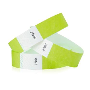 Imagem de Pulseiras Tyvek amarelo neon de 200 Wristco para eventos, design à prova de adulteração e cor fluorescente que evita a reutilização pulseiras de grau premium para identificação hospitalar e médica,