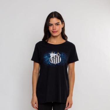 Imagem de Camiseta Baby Look Santos Oficial Escudo - Surf Center, Preto, P