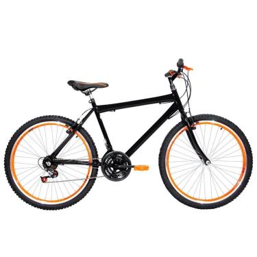 Imagem de Bicicleta Masculina Aro 26 Mtb Aero 18 Marchas Cor Preta E Laranja