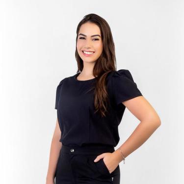 Imagem de Blusa social feminina preta manga princesa Blanco Raro, G