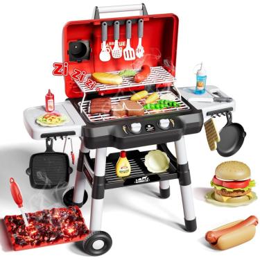 Imagem de Brinquedo de cozinha Kids Play Zsinb BBQ Grill com fumaça e luz de 3 a 6 anos