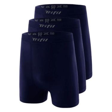 Imagem de Kit com 3 Cuecas Boxer Trifil 4411 Plus Size, Azul marinho, GG1