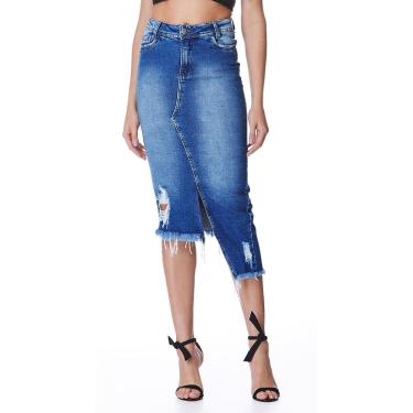 Imagem de Saia Jeans La'Oase Midi Ariana Feminino-Feminino