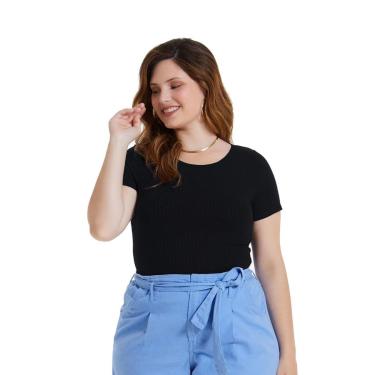 Imagem de Blusa Plus Size Lunender Canelada Preto Tam. M-Feminino
