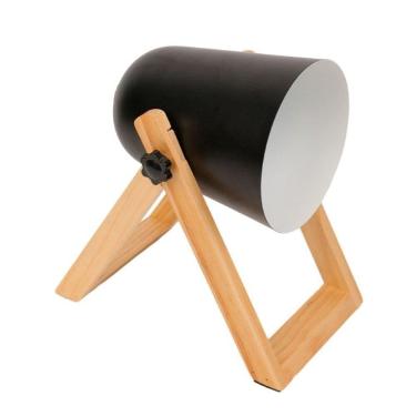 Imagem de Luminaria Mesa Avant Deluxe Cannon Preto/Madeira Clara