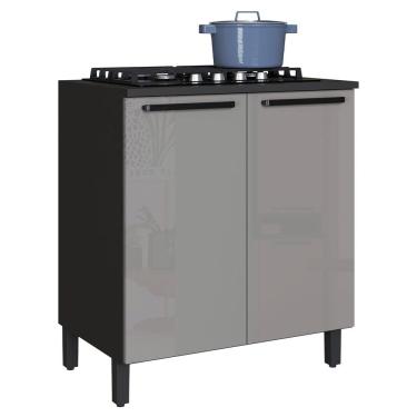 Imagem de Balcão de Cozinha 2 Portas Indekes Isa, Chumbo e Titânio, 80 cm