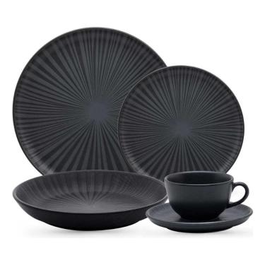 Imagem de Aparelho de Jantar e Chá 20 Peças Flat Ônixn Oxford Porcelanas