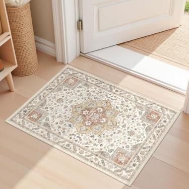Imagem de Tapete vintage para sala de estar 5 x 7 cm – Tapete grande macio lavável oriental tradicional envelhecido para quarto – Tapete de piso interno para decoração de casa, escritório, casa – Taupe dourado