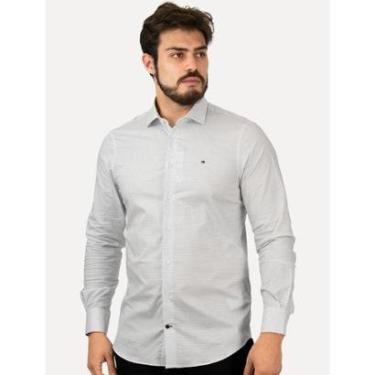 Imagem de Camisa Tommy Hilfiger Masculina Slim Mini Print Branca-Masculino