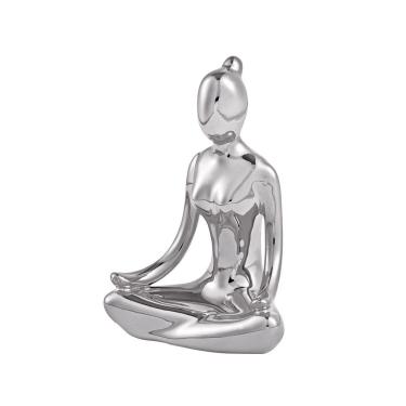 Imagem de Escultura de Yoga em Porcelana 1 Prata Gran Belo