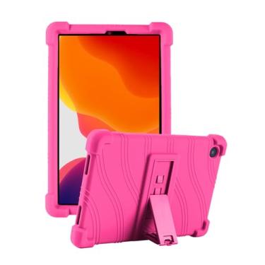 Imagem de Fannayipin Capa infantil TCL Tab 8 LE de 8 polegadas (9137W/9132X) – Silicone macio com suporte ajustável para PC, compatível com TCL Tab 8 Wifi/8V/8 Plus (rosa)