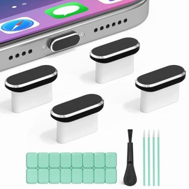 Imagem de Plugue USB C, pacote com 4 plugues antipoeira tipo C, capa protetora de porta de carregamento para Galaxy S22/S21, iPhone 16/15/16 Max e outros dispositivos USB-C, acessório antiperda de telefone