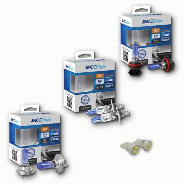 Imagem de KIT lâmpadas super brancas 8500k farol alto baixo e milhas  Chevrole Captiva 2015/2017 H7 H1 H8  led T10 6000k