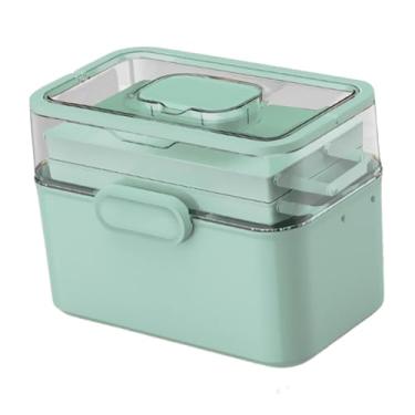 Imagem de harayaa Caixa de remédios portátil, recipiente para suprimentos de costura, recipiente transparente para armazenamento, caixa de primeiros socorros para, Verde