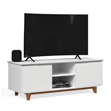 Imagem de Rack Bancada Multiuso Flow - Mdf-mdp 2 Portas E Pés De Madeira - Ej Móveis