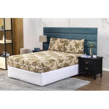 Imagem de Capa de Colchão Casal 25cm + Fronha Protetor com Zíper Malha Estampada