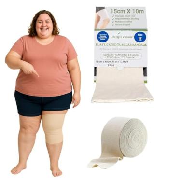 Imagem de Lifestyle Visions Bandagem Tubular de Compressão Tamanho H para Coxas, Joelhos e Braços Extragrandes - Meia de Algodão Spandex Sem Látex - Mede 15 Cm de Largura - Elegível para Fsa/Hsa - Por