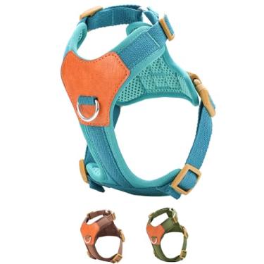 Imagem de Peitoral azul pequeno para cães pequenos, antiescape, fácil de andar, com 2 clipes de coleira, peitoral ajustável para treinamento e caminhada (azul, P)