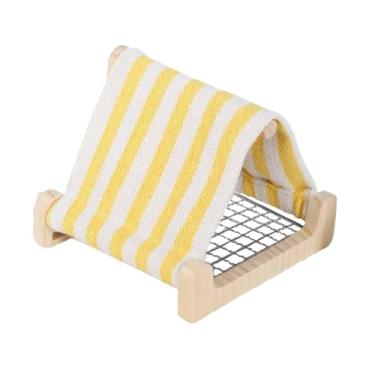 Imagem de IEUDNS Casa de para pássaros, cama para periquitos, rede suspensa, brinquedo para dormir, cabana de madeira resistente, fundo resistente para, Amarelo