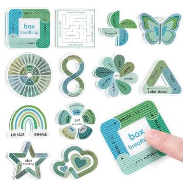 Imagem de 36 peças de adesivos sensoriais calmantes de humor, tiras texturizadas de ansiedade para crianças e adultos, adesivo tátil para respiração mindfulness fidget para sala de aula, mesa de escritório