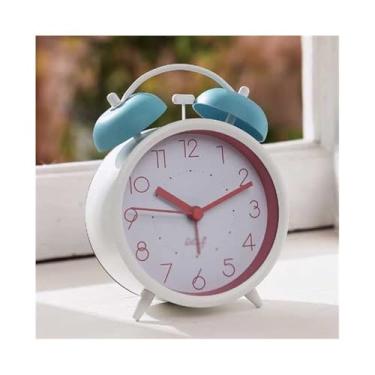 Imagem de ZzleoyuUUs-12 Despertador simples analógico despertador redondo operado por bateria relógio de cabeceira para sala de estar, quarto, escritório, escola, dormitório, relógios de mesa para decoração de