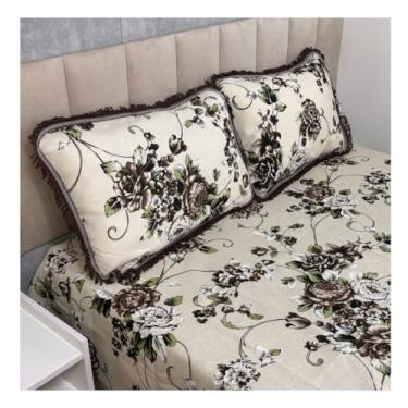 Imagem de Jogo de Colcha Casal Box Linhão com Franja e Fronhas Algodão – Cobre Leito Estampado Dupla Face, Macio e Durável(MODELO - 8)