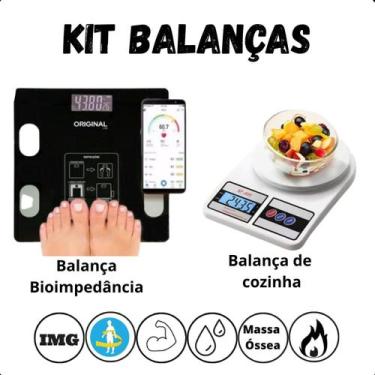 Imagem de Balança Banheiro 180kg + Cozinha Digital 10kg Ideal para Cozinhas e Ba