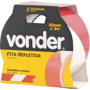 Imagem de Fita Zebrada Adesiva Refletiva 50mmx3m Branca E Vermelha - V - Vonder